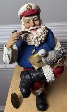 Possible Dreams Clothtique Nautical Santa Shelf Sitter Pipe Seagull Retired